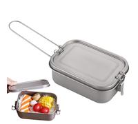 Misaakoeq Metal Titanium Lunchbox,Food Containers Box - Cooking Food Box with Airtight Lid, Seal Foldable Handle Metal for Heating On Fire Camp Backpacking Container