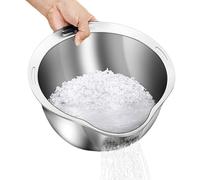 Misaakoeq Rice Washing Strainer | 304 Stainless Steel Vegetable Strainer - Inclined MouthThicken Large Rice Washer Bowl for Tableware