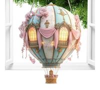 Misaakoeq Solar Hot Air Balloon Lantern with Flame | Solar Light Hot Air Balloon Lantern | 2D Acrylic Decoration Pendant Model for Window Courtyard Home Farmhouse Pathway Weddings Gatherings Porch