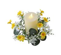 Misaakoeq Thanksgiving Candle Wreath, Simulation Small Daisies Candle Rings Decor, Romantic Atmosphere Bright Colors Waterproof Artificial Autumn for Shelf, Wall, Door Handle, Window, Dinner Table