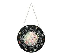 Misaakoeq Wheel Of The Year Wood Sign, Pagan Witch Sign 12'' with Wiccan Holidays, Witch Calendar with Pagan Witch Sign Celestial Sign for Colleagues Friends