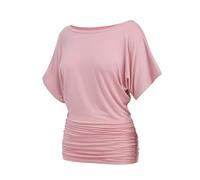 Misakia Womens Ruched Tops Casual T Shirts Dolman Short Sleeve Shirts Boat Neck Summer Off Shoulder Batwing Tops 2026, 02pink, M