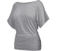 Misakia Womens Ruched Tops Casual T Shirts Dolman Short Sleeve Shirts Boat Neck Summer Off Shoulder Batwing Tops 2026, Light Heather Gray, XL