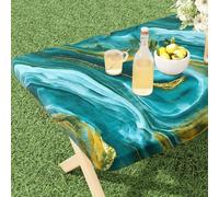 misaya Rectangle Vinyl Tablecloth, Fitted Table Cover, 100% Waterproof, Elastic Edge, Flannel Backing, Table Cloth Fit 5 Foot Folding Tables for Picnic, Outdoor (Ripples, 30x60 inch)