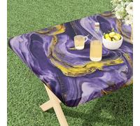 misaya Rectangle Vinyl Tablecloth, Fitted Table Cover, Waterproof, Elastic Edge, Flannel Backing, Plastic Tablecloth Fit 4 Foot Folding Tables for Picnic, Camping, Outdoor (Purple Ripples, 24x48 inch)
