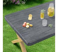 misaya Rectangle Vinyl Tablecloth, Fitted Table Cover, Waterproof, Elastic Edge, Plastic Table Cloth Fit 4 Foot Folding Tables for Picnic, Indoor and Outdoor (Wood Grey, 24 x 48 inch)
