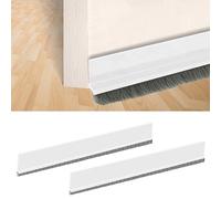 Misazy Door Brush - 2pcs Draft Excluder, Weather Strip, Self-Adhesive, Cut to Size - Door Bottom Seal (5 * 100cm, White)