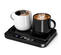 Misby - Coffee cup warmer, 50W large heating panel, with 6 temperature settings, 8 hours auto off, 12 hours timer, ultra-thin design, coffee warmer