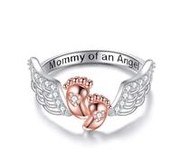Miscarriage Ring 925 Sterling Silver Mommy of an Angel Ring Pregnancy Loss Memorial Jewelry Sympathy Gifts for Women Mom