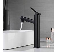 Miscelatore per lavabo Alto Nero con doccetta estraibile, 3 modalità, rubinetto per lavabo con paraschizzi per bagno, eleganti rubinetti alti per UNA vita Migliore