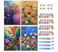 MISCER 4 Pack Flowers Framed Paint by Numbers Kit for Adults Beginners, Adult Paint by Number Colorful Kits On Canvas, DIY Acrylic Painting Adult Craft Gift for Home Wall Decor 8x12 inch