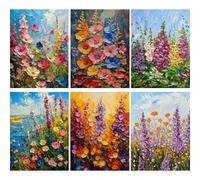 MISCER 6 Packs Diamond Art Kits for Adults, Diamond Painting Kits for Beginners, Flowers Landscape 5D Full Drill Round Paint with Diamonds Pictures, Gem Art Painting DIY Crafts Kit Decor 12x16inch