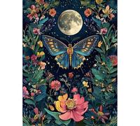 MISCER Butterfly Flowers Diamond Painting Kits for Adults, 5D Full Drill Round Gem Art Kit for Beginners, DIY Floral Nature Arts and Crafts for Home Wall Decoration, 30x40cm