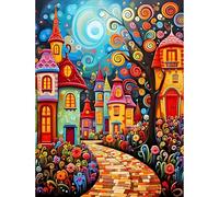 MISCER Country House Cottage Diamond Painting Kits for Adults, Landscape 5D Full Drill Round Gem Art Kit for Beginners, DIY Nature Arts and Crafts for Home Wall Decoration, 30x40cm