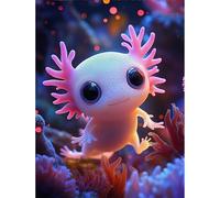 MISCER Cute Axolotl Diamond Painting Kits for Adults, Salamander 5D Full Drill Round Gem Art Kit for Beginners, DIY Kawaii Arts and Crafts for Home Wall Decoration, 30x40cm