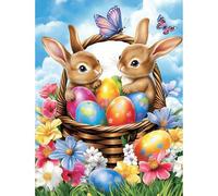 MISCER Easter Bunny Diamond Art Kits for Adults, Diamond Painting Kits for Beginners, 5D Full Drill Round Paint with Diamonds Pictures, Gem Art Painting DIY Crafts Kit Decor 12x16inch