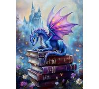 MISCER Fantasy Dragon Diamond Painting Kits for Adults, 5D Full Drill Round Gem Art Kit for Beginners, DIY Mythical Animal Arts and Crafts for Home Wall Decoration, 30x40cm