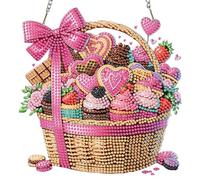 MISCER Flower Basket Hanging Diamond Art Painting Kits for Adults Double Sided, Valentine's DayDIY 5D Diamond Painting PendantP, Crystal Diamond Gem Art Painting for Window Garden Home Wall Decor