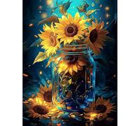 MISCER Flowers Diamond Art Kits for Adults, Sunflower Diamond Painting Kits for Beginners, 5D Full Drill Round Paint with Diamonds Pictures, Gem Art Painting DIY Crafts Kit Decor 12x16inch