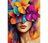 MISCER Flowers Diamond Art Kits for Adults, Woman's Flower Diamond Painting Kits for Beginners, 5D Full Drill Round Paint with Diamonds Pictures, Gem Art Painting DIY Crafts Kit Decor 12x16inch