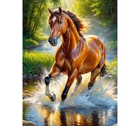 MISCER Horse Diamond Painting Kits for Adults, 5D Full Drill Round Gem Art Kit for Beginners, DIY Countryside Animal Arts and Crafts for Home Wall Decoration, 30x40cm