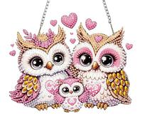 MISCER Owl Hanging Diamond Art Painting Kits for Adults Double Sided, Valentine's Day DIY 5D Diamond Painting Pendant, Crystal Diamond Gem Art Painting for Window Garden Home Wall Decor