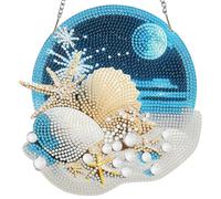 MISCER Shells Hanging Diamond Art Painting Kits for Adults Double Sided, Seaside DIY 5D Diamond Painting PendantP, Crystal Diamond Gem Art Painting for Window Garden Home Wall Decor