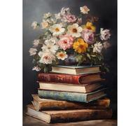 MISCER Vintage Flowers Diamond Art Kits for Adults, Magic Book Diamond Painting Kits for Beginners, 5D Full Drill Round Paint with Diamonds Pictures, Gem Art Painting DIY Crafts Kit Decor 12x16inch