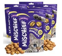 Mischief 750g Cat Treats For Indoor Cats In 6x Resealable 125g Bags, Chicken Flavour for Kittens, Tasty Pillow Small Chews Bite Sized Snacks, Crunchy Outside, Creamy & Soft Inside Natural Ingredients