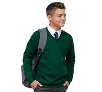 Mischief Ages 3-18 Boys Girls Unisex Unisex School Sweater V Neck Fleece Sweatshirt Uniform + Adult Sizes Bottle Green
