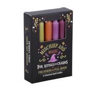 Mischief and Magic Spell Candles | Pack of 12 Unscented Ritual Candles | Witchy Halloween Decor | Coloured Candles for Rituals & Charms
