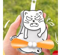 Mischief Cat Interactive Keychain, Cat Play with Its Keychain, Rotating Cats Eggs Key Chain Toys (White, 10.5x8.6cm)
