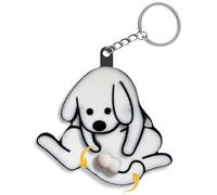 Mischief Cat Interactive Keychain - Cat Play with Its Spinning Balls Funny Moving Pendant, Gag Gift for Kitten Lovers (White Dog)
