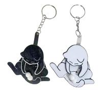 Mischief Cat Interactive Keychain, Cat Play with Its Spinning Balls Funny Moving Pendant Gift for Cat Lovers, Funny Accessory for Bags (Black+White)