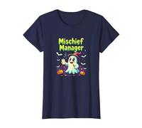 Mischief Manager: Cute Ghost Halloween Party Organizer T-Shirt, Women, Navy, 3XL