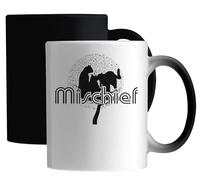 Mischief Musical Notes Black Cats Graphic Ceramic Magic Mug White