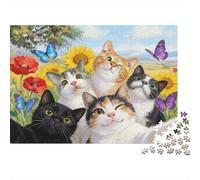 Mischievous Cat Jigsaw Puzzles for Adults Animal Puzzles 1000 Piece Impossible Puzzle for Adults Gifts 52x38cm/1000pcs