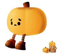 Mischievous Grinning Pumpkin Night Light,3 Brightness Modes and Automatic Shutdown Timer Rechargeable Bedside Touch Lamp Halloween (A)