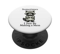 Mischievous Raccoon Making A Mess Funny Chaos Design PopSockets Adhesive PopGrip