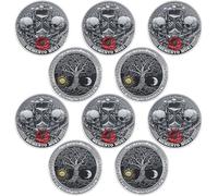 Misdary 10 Pcs Memento Mori Coin Reminder Token Metal Skull Coin Bulk Medallion Stoicism Gifts for Men Women Challenge Stoic Reminder Pendant for Daily Practice