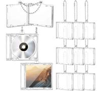Misdary 10 Pcs Mini CD Jewel Cases Plastic CD Cases Clear DVD Case CD Album Keychain Music Blank Mini CD Case Pendant CD DVD Cover for DIY Keychain Backpack Hanging Decor Gifts