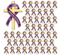 Misdary 100 Pcs Funeral Favors for Guest Cross Pins Memorial Ribbons Forever in Our Hearts Lapel Brooch Pin Religious Christian Celebration of Life Gift for Mourning Remembrance Day Supplies, about