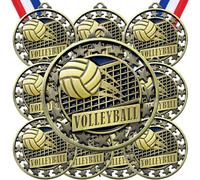 Misdary 12 Pack Volleyball Award Medals with Neck Ribbons Participation Trophies for Kids Sports Mental Awards Party Favors for Sports Competitions Celebration Gift