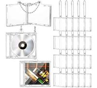 Misdary 20 Pack Mini Clear Plastic CD Keychains DVD Cover Bulk Blank Key Ring Mini Compact Disc Holder Custom for Backpack Hanging Gifts