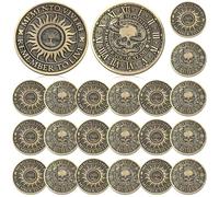 Misdary 20 Pcs Memento Mori Coin Memento Vivere Reminder Token Metal Skull Challenge Coin Medallion Stoicism Gift Challenge Stoic Reminder Pendant for Practice Stoic (Classic Style,Copper)