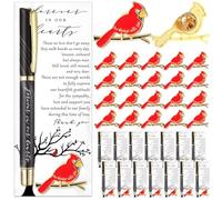 Misdary 20 Sets Funeral Favors Celebration of Life Decorations for Guests Cardinal Brooch Pins Memorial Gifts Pens I Am Always with You Quote Prayer Cards Mourning Remembrance Day Supplies