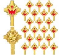 Misdary 24 Pcs Holy Spirit Pin Gold Cross Lapel Pins Bulk Holy Spirit Dove Cross Enamel Brooch Christian Catholic Gifts, One Size, no gemstone