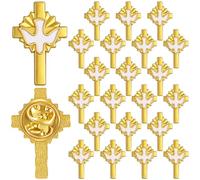 Misdary 24 Pcs Holy Spirit Pin Gold Cross Lapel Pins Bulk Holy Spirit Dove Cross Enamel Brooch Christian Catholic Gifts, One Size, no gemstone