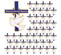 Misdary 25 Pcs Funeral Memorial Pins Christian Dove Cross Forever in Our Hearts Lapel Pin for Mourning Remembrance Day, about 1.38 x 1.1 inches, Metal, no gemstone