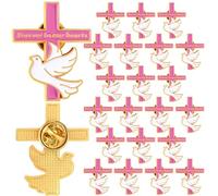 Misdary 25 Pcs Funeral Pins Christian Dove Cross Funeral Forever in Our Hearts Lapel Pin for Mourning Remembrance Day